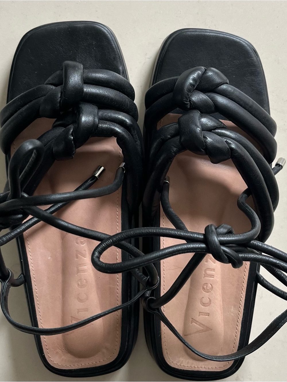 From Free People! Black Knotted Lace-Up Women's Sandals 7